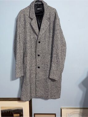 Noname Herringbone Peacoat - Gray/Black